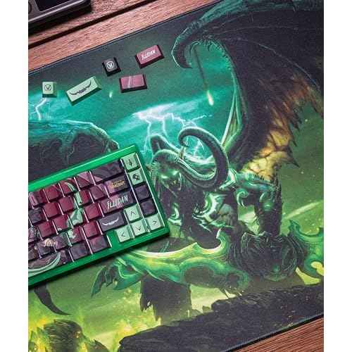 World of Warcraft Illidan Gaming Mouse Pad, Computer Mouse Mat, Flat Stitched Edge, Non-Slip Rubber Base, Gamers & Office Use, 35 x 16 - Officially Licensed