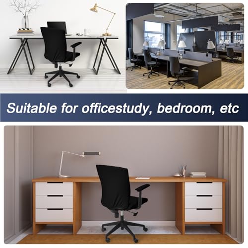 Tallew 4 Pcs Office Chair Covers Set Black - Seat, Back & Armrest Pads