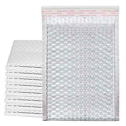 KEILEOHO 75 Pack 6x9 Inch Metallic Bubble Mailers, Silver Padded Mailing Envelopes, Foil Self Seal Shipping Bags for mailing, packing. Wholesale price.