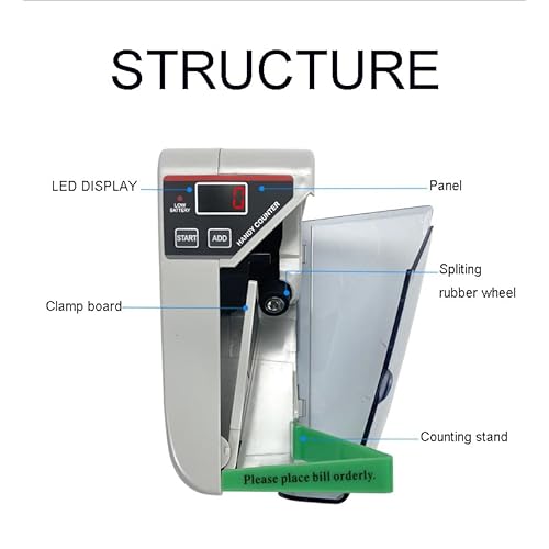 V30 Mini Money Counter Portable Bill Counting Machine, 600pcs/min Banknote Paper Multinational Currency Counting