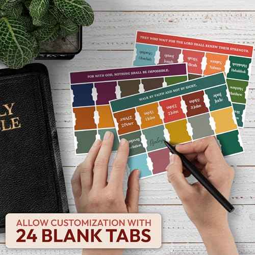 Bible Tabs for Women, Men, Kids, Boys, 90 Large Print Bible Index Tabs for Study Bible, Laminated Easy-to-Read Label, Christian Gift for Church, Boho