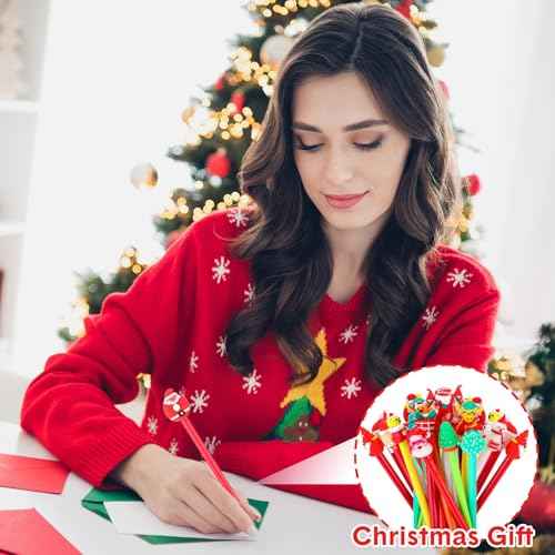Fulmoon 200 Pcs Christmas Gel Ink Pens Cartoon Novelty Christmas Rollerball Pens Bulk Fun Snowman Christmas Tree Elk Santa Claus Xmas Party Favor for Adults Office, 25 Styles