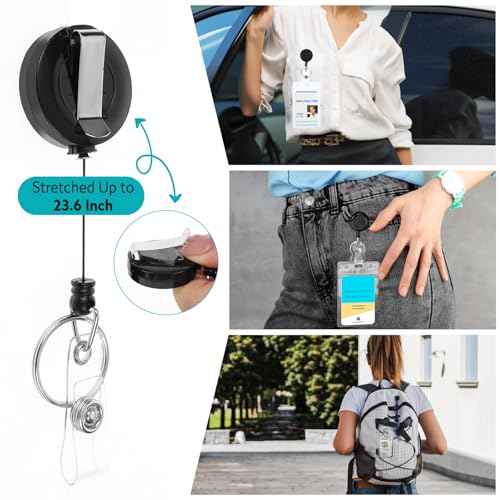 3 Pack Lanyards for ID Badges Holder Retractable Lanyards for Cruise Ship Cards Badge Reel Clip with ID Holders Clear Waterproof