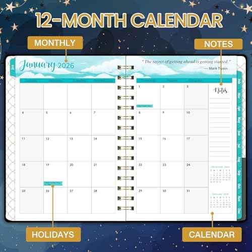 2026 Planner - 2026 Planner Weekly and Monthly, Planner 2026 with Tabs, Jan. 2026 - Dec. 2026, 2026 Calendar Monthly Planner, 8.4" x 6.3", Back Pocket + Thick Paper + Twin-Wire Binding - Cat Planner