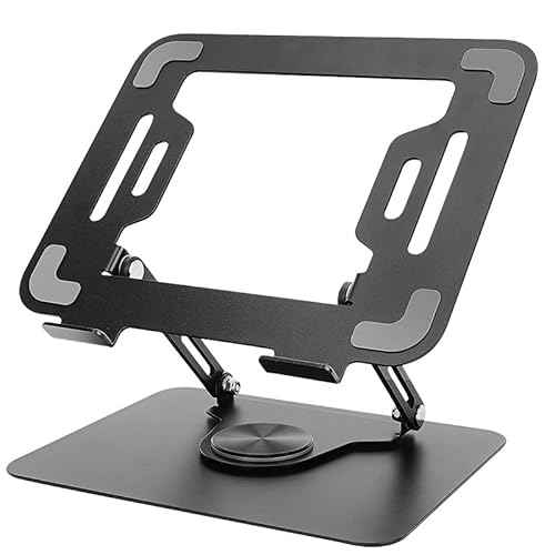 Adjustable Laptop Stand with 360 Rotating Base Portable Foldable Laptop Holder for Desk Carbon Steel Material Notebook Stand Compatible with MacBook Air Pro,and All Laptops(10-17.3¡®¡¯) -Black