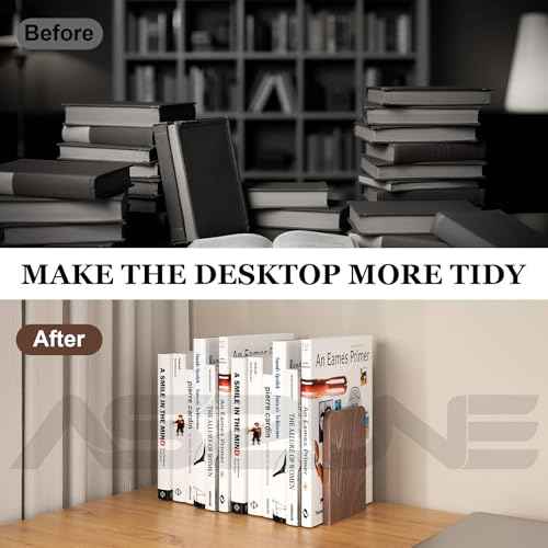 6Pairs Square Wooden Book Ends Heavy Duty Bookends