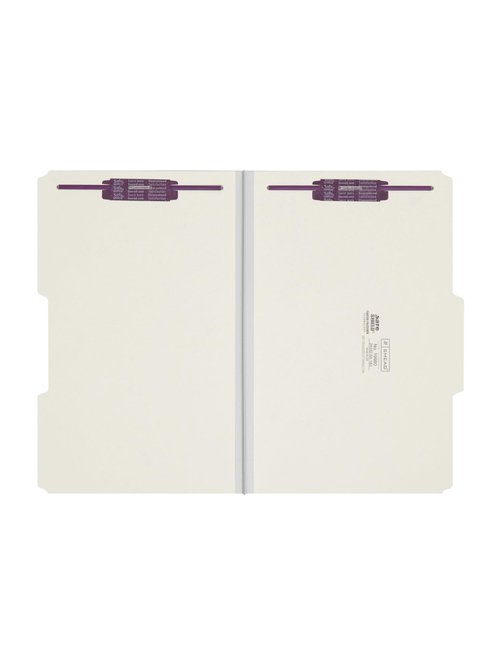 Smead Pressboard Fastener File Folder with SafeSHIELD Fasteners, 2 Fasteners, 2/5-Cut Tab Right of Center Position, Guide Height, 1" Expansion, Legal Size, Gray/Green, 25 per Box (19980)