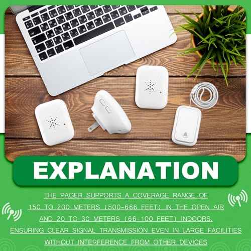 4 Set Wireless Caregiver Pager Wireless Call Button Nurse Alert System 500+ Feet 4 Set Transmitters Plug in Receivers for Elderly Patients Disabled Call Bell Operating Range