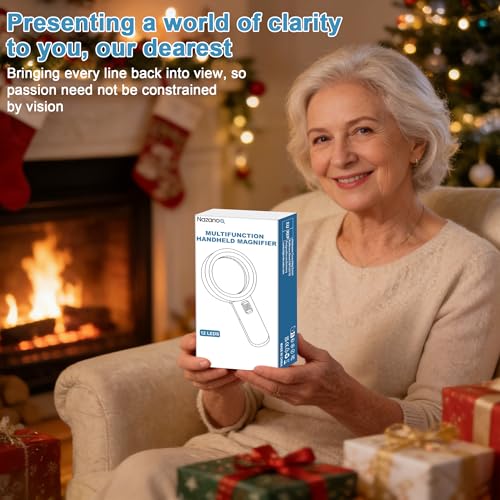 Nazano Magnifying Glass 10X with 12 LED Lights - White Senior Reading Aid