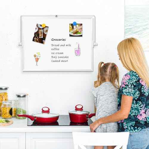 Dry Erase Magnetic White Board, 16" x 12" Double-Sided Desktop Whiteboard with Stand, Portable Small Whiteboard Set for Drawing, Office, Home, School