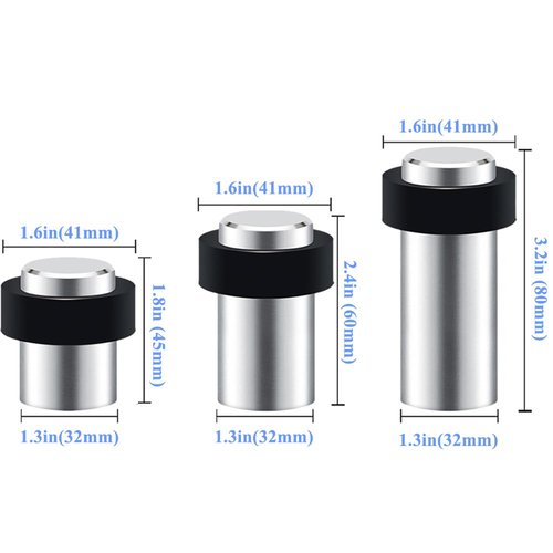 10 Pack Door Stop Floor Mount Door Stopper Stainless Steel Rubber Door Stop Height 2.4" for Home Office Hotel etc