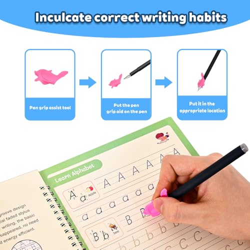 Magic Pens & Refills for Grooved Handwriting Workbooks,Disappearing Ink Pens for Handwriting Book,Magic Ink Pen for Grooved Handwriting Practice for Kids or Grooved Writing Books 3-5