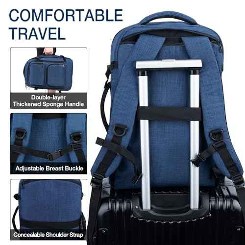 Dinictis Travel Backpack Carry on Flight Approved, Backpack Suitcase for Travel, Personal Item Travel Bag fits 17 inch Laptop-Blue