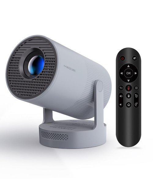 【Electric Focus】Magcubic Mini Projector 4K Support, Smart Projector with WiFi 6 and Bluetooth 5.4, 5W Soundbase Speaker, 180° Rotation, Portable Proyector for Home Theater HY300 Ultra (Grey)