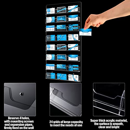 Lincia 24 Pockets Business Card Holder Wall Mount Rack Display Clear Sticker Display Rack Acrylic Business Card Clear Holder Organizing for Office
