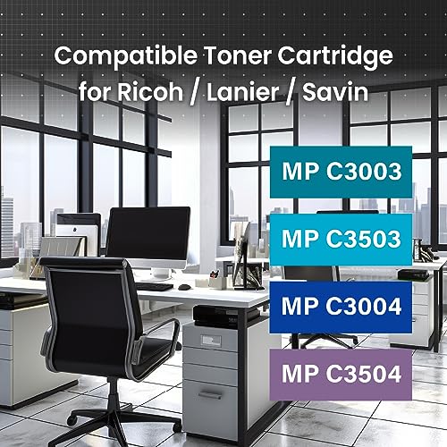 SHIKI Compatible Toner Cartridge for Ricoh/Lanier/Savin MP C3003/C3503/C3004/C3504 Yellow (841814) 18,000 Pages (Yellow)