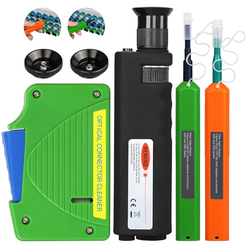 Fiber Optic Cleaning Kit 4-Piece Set with Handheld Microscope 400x