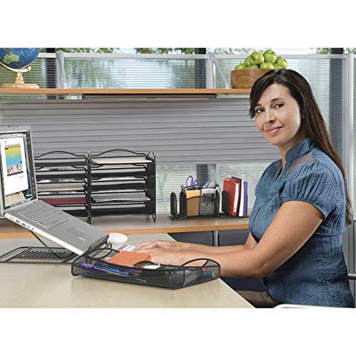 Safco 3262BL Onyx Mesh Desktop Organizer with Drawer, Black