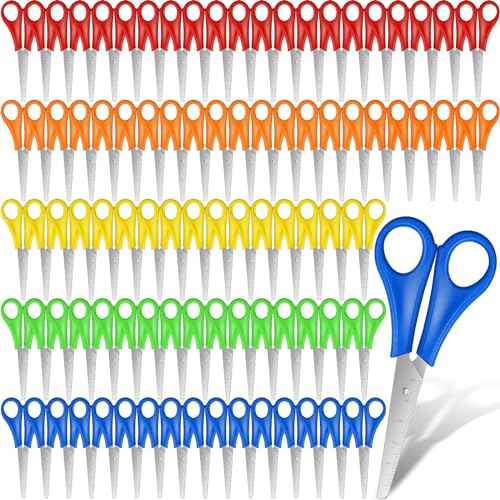100 Pcs Kids Scissors Bulk for School 5'' Student Scissors Blunt Tip Safety Scissors Stainless Steel Paper Scissors Child Scissors for School Office Craft Projects (100)
