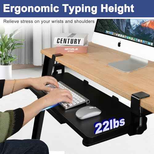 Desktop Keyboard Tray, Pull-Out Under The Table, 26.77 "X 11.81" Large-Sized Keyboard Tray, C-Shaped Lip Holder, Easy to Install, Suitable for Home Learning and Office Use(Black)
