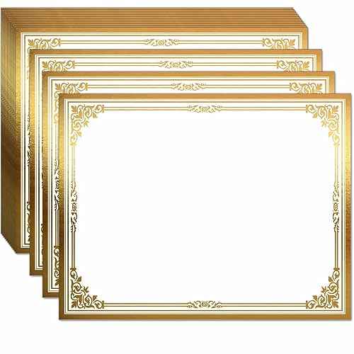 Professional Certificate Paper 8.5 x 11 for Printing, Diploma Paper, Award Certificates Paper, 80 lb, 15 Count, Gold Foil Border, for Office, Business Awards, Graduation, School (GOLD)