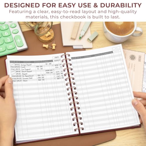 Clever Fox Red A5 Check Register Book – Spiral-Bound Personal Checkbook Ledger