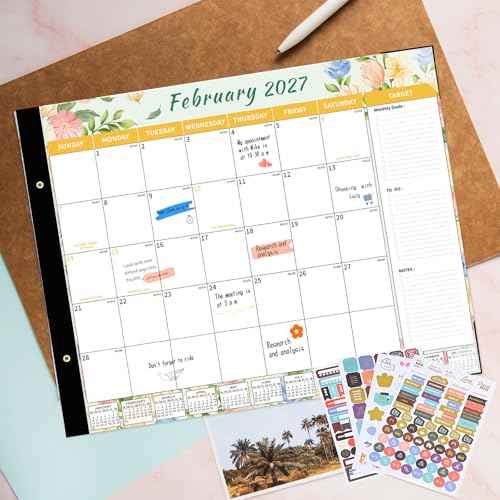 Desk Calendar 2026-2027, 22" x 17" 18 Month Wall Calendar Runs from January 2026 to June 2027 Large Desktop Calendar for Home Office Planning Personal Organisers, Flower Style
