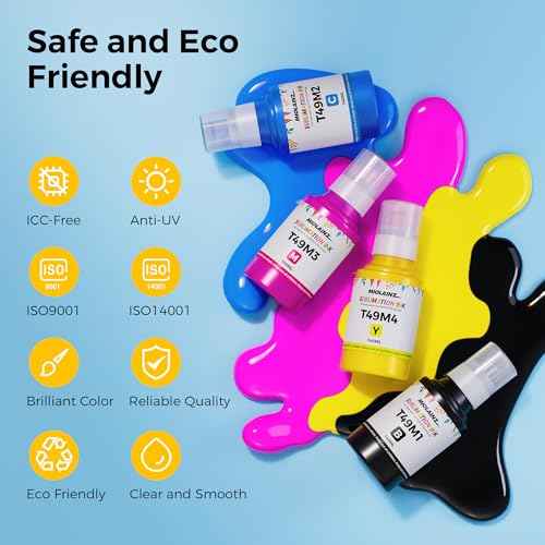 T49M Sublimation Ink Compatible with Epson Surecolor F170 F570 Sublimation Printer(T49M1 T49M2 T49M3 T49M4 Autofill/ICC-Free 560ML)