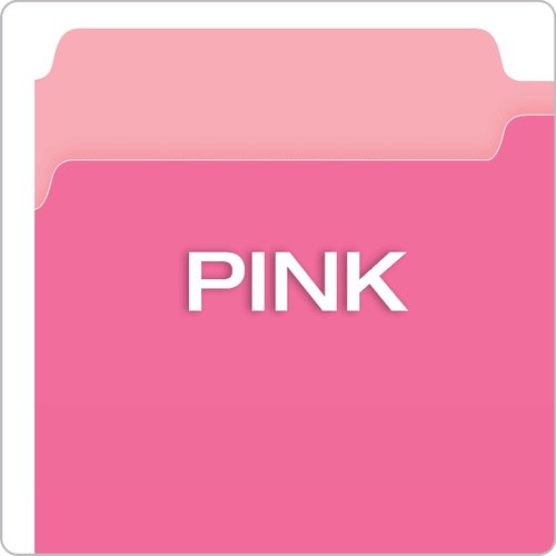 Pendaflex Two-Tone Color File Folders, Legal Size, Pink, 1/3 Cut, 100/BX (153 1/3 PIN)