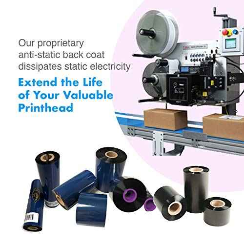 12 Rolls Wolfbarco 4.33" x 243' (110mm x 74m) Black Standard Wax Thermal Transfer Ribbon Compatible with Zebra,TEC, INTERMEC,Citizen,TSC,GODEX,ARGOX Printers
