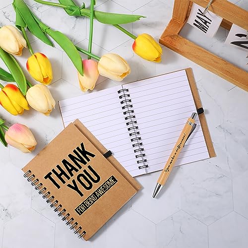 Honoson 30 Sets Spiral Notebooks Sets Employee Appreciation Gifts Bulk Inspirational Journals with Retractable Bamboo Pens Encouragement Notepad Thank You Gifts for Staff Teacher Coworker