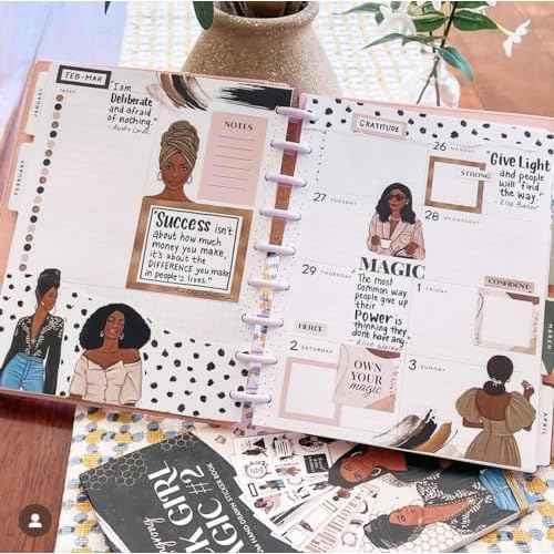 Rongrong Black Girl Magic Planner Stickers Book Volume 2 for Planners, Calendars, Journals, Vision Boards and Projects ? Premium Quality, Hand Drawn ? Scrapbook Accessories - 24 Pages