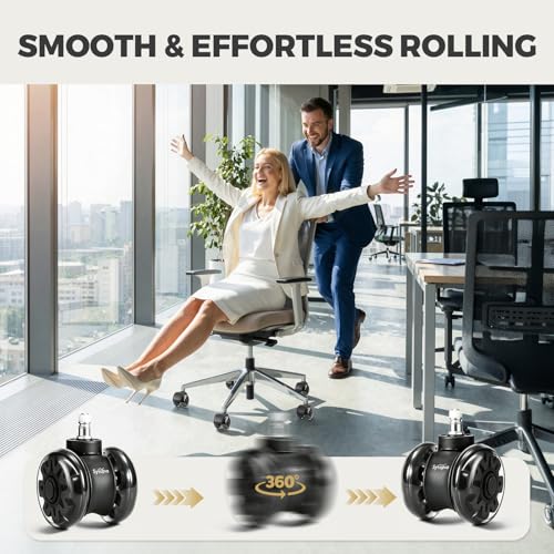 Sytopia 3-Inch Office Chair Wheels Set of 5, Quiet 11x22mm Universal Fit Casters