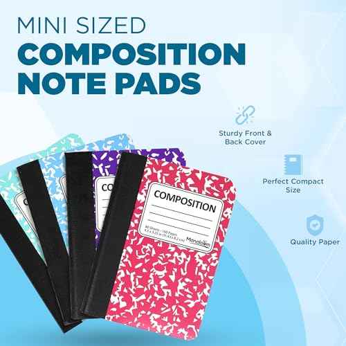 Manaloom Mini Composition Notebooks, Small Pocket Sized Notebook for Students, College Office, Journal Notebooks, 4 Colors - 4.5" x 3.25" - 80 Sheets/Book - (Bulk - 48 Pack)
