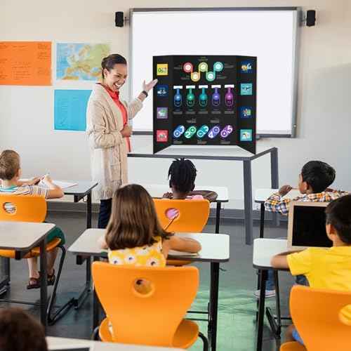 4 Pack Trifold Poster Board 48" X 36", IKAYAS Black Poster Boards, Science Fair Display Boards Posterboard Foamboard for Mounting, Prints,Art,Display,Projects Classroom Supplies