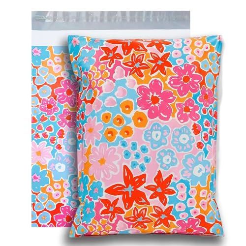 POLYSELLS 10x13 Floral Poly Mailers - 50 Pack Waterproof Shipping Bags for Clothing & Apparel