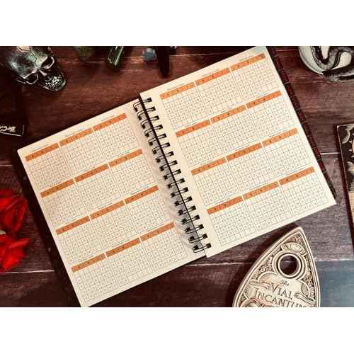 ConQuest Journals Waiting for the Night 2026 Spiral Dated Weekly Planner, Gothic Witchy Tarot Card-Inspired Design, Wrapped Book Board Cover, 4 Sticker Pages, Pocket, Elastic Strap, Bookmark, 7" x 9"