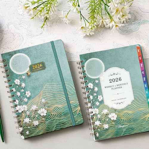 2026 Planner - JAN. 2026 - DEC. 2026, 2026 Planner Weekly and Monthly, 2026 Calendar Planner, Weekly and Monthly Planner with Colorful Tabs, Premium Paper, Twin-wire Binding - Hardcover (6.4" x 8.5", Green, Back Pocket)
