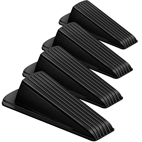 BHYTAKI Black Heavy Duty Rubber Door Stopper 4 Pack for Carpet, Tile, Wood Floors