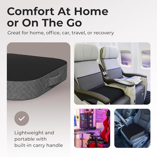 X-Large Kölbs Extra Large Seat Cushion with Plush Velvet Cover, Memory Foam, Office Chair & Coccyx Pain Relief