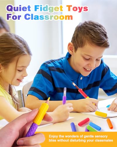 LESONG 24 Pack Colorful Textured Silicone Fidget Pencil Grips for Sensory & Stress Relief