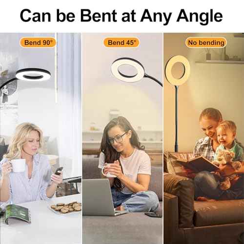 Floor Lamp, LED Reading Light, Bright Modern Tall Lamps, 3 Color Temperatures & Adjustable Brightness Gooseneck Standing Lamp with Remote & Touch Control for Living Room, Bedroom, Office