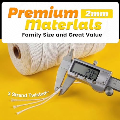 Natural White Cotton Cooking Twine 400 Feet Food Grade Butcher String for Kitchen Baking & Crafts