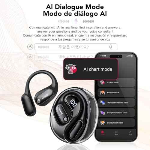 MINISO MS190 AI Translation Earbuds Real Time, 135 Language Translator Earbuds with APP, Open Ear OWS Translating Headphones, Audifonos Traductores Ingl?s Espanol Fit iOS and Android