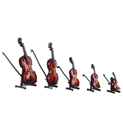 Wooden Miniature Violin with Stand, Bow and Case Mini Musical Instrument Replica Collectible Figurines, Mini Violin Model for Home Office Decor Birthday Christmas (2.36x0.83x0.47in)