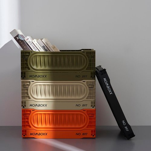 jooact Collapsible Plastic Storage Basket Fordable Crate Organizer for Home Outdoor Office Organizing (Medium 2 pack,Black)