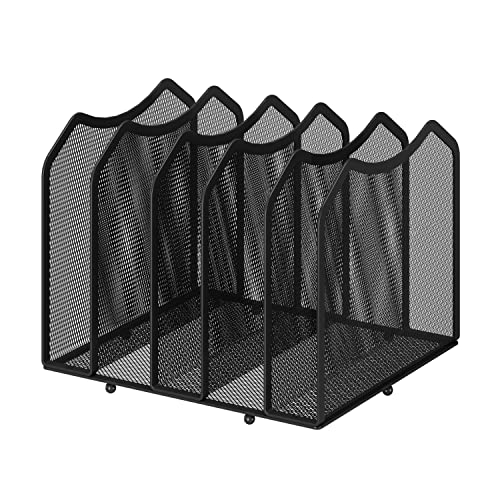 Simple Trending 5-Section Vertical File Organizer Black - Extendable Desk Storage