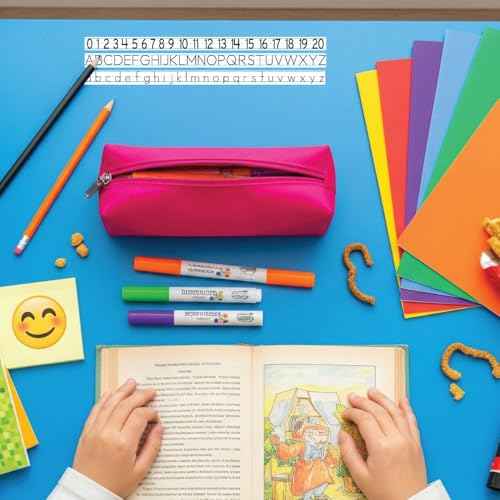 Reusable Letter and Number Strips for Desks, 12 Sets, 7.25-inch, Educational Writing Guide for K-1st Grade