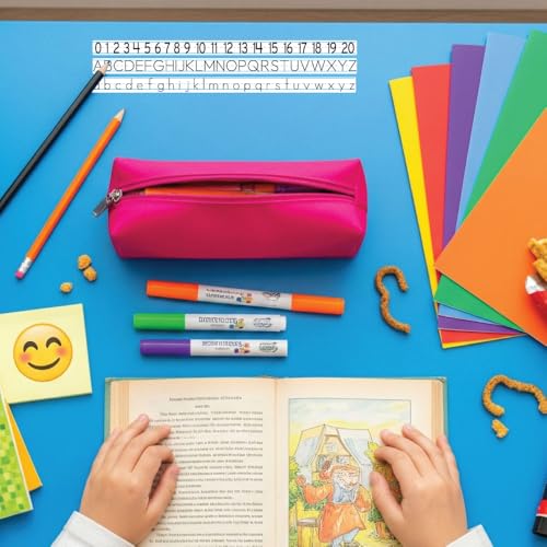 Reusable Classroom Letter & Number Desk Strips - 12 Sets for Kindergarten & First Grade