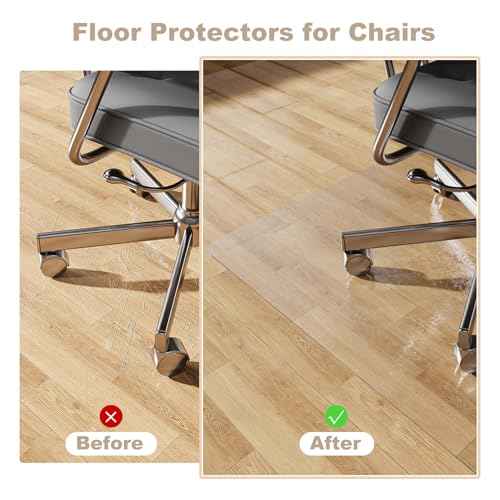 [Two-Sided Usable] 36¡± x 48¡± Hard Floor Chair Mats for Office, Clear Computer Chair Mat for Hardwood, Plastic Desk Floor Mat for Hardwood Floors, Rubber Office Chair Mat for Tile/Laminate Floor